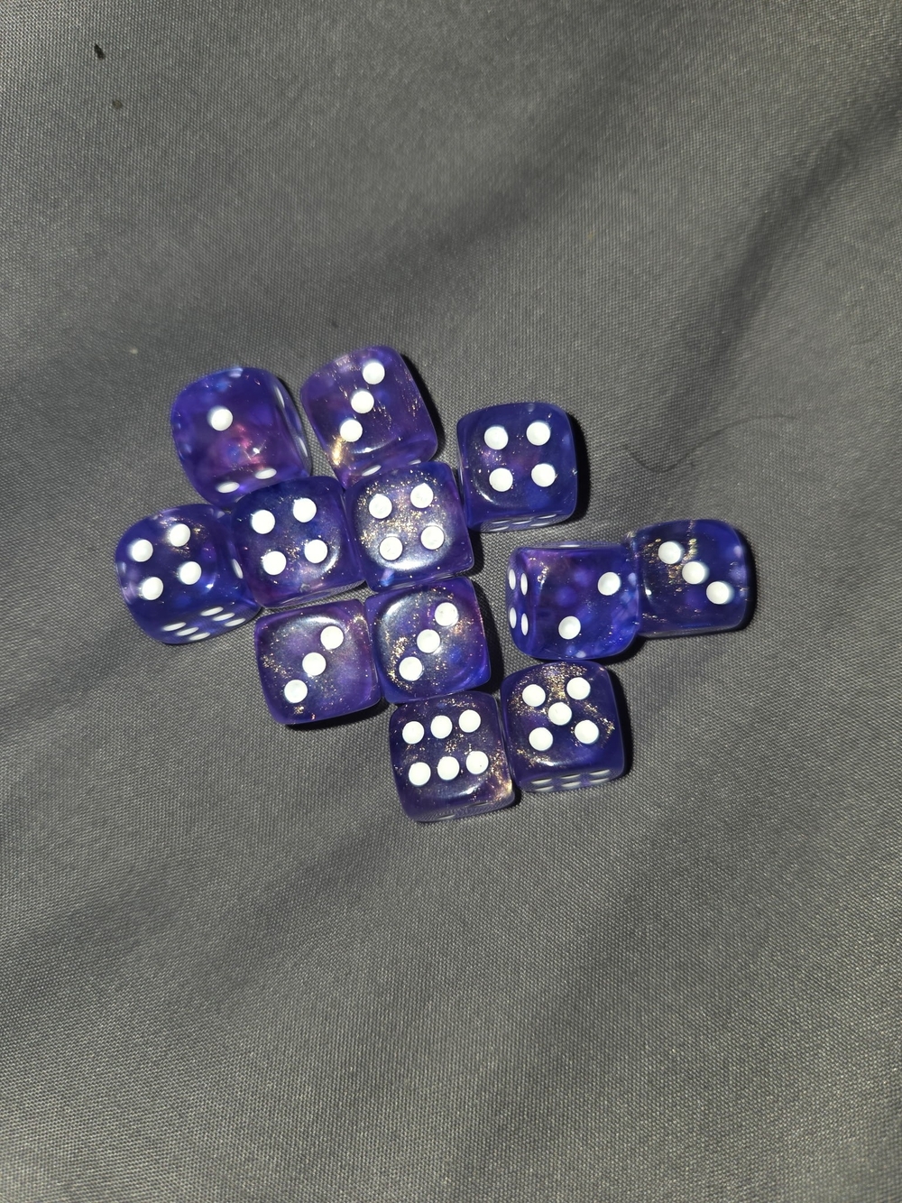 Source Unknown Purple Translucent Dice Set with White Pips - 12 Pieces